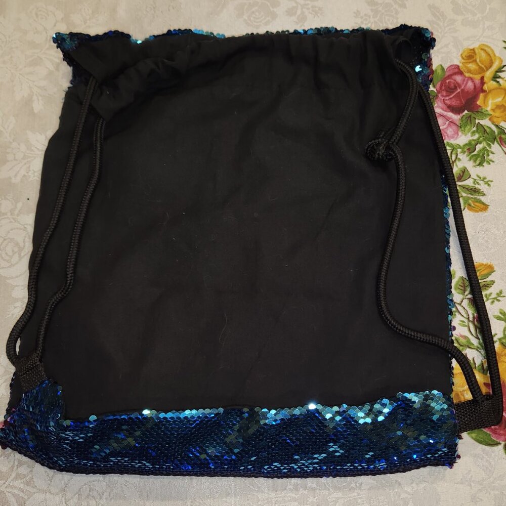 Mermaid Reversible Flip Sequin Drawstring Backpac… - image 3